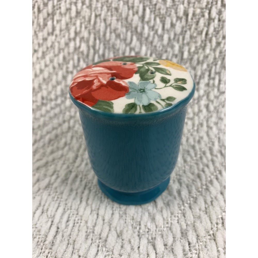 The Pioneer Woman‎ Vintage Floral Stoneware Teal Pepper Shaker Replacement NEW